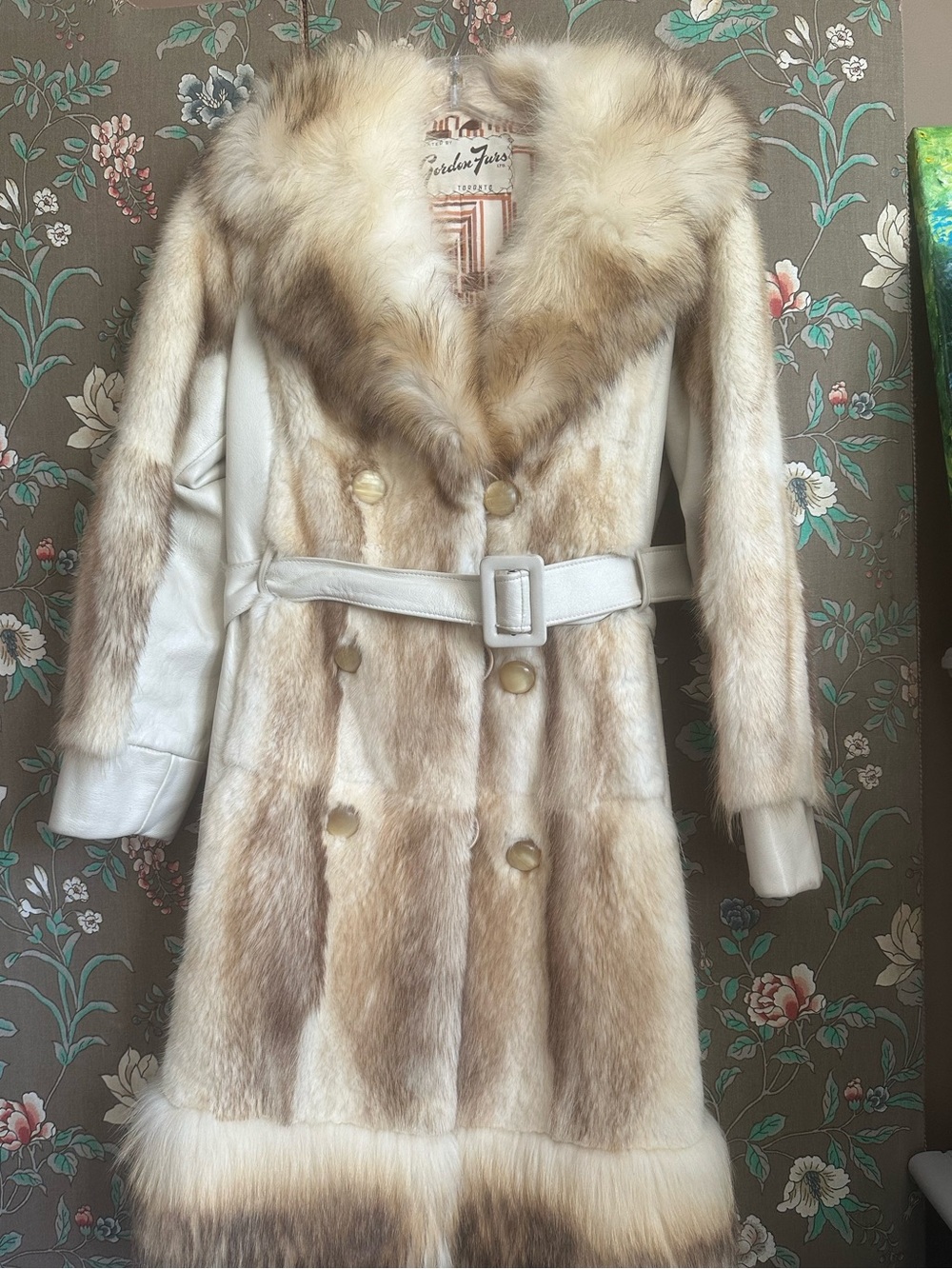 Luxurious Cream & Brown Faux Fur Belted Coat - Picture 2 of 4